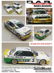 D.A.B. Models: Marking / livery 1/43 scale - BMW M3 E30 Teo Mart&iacute;n Automoviles Team sponsored by Elsan #3, 10, 28 - Kuru Villacieros (ES), Santiago Mart&iacute;n Cantero (ES), Fernando Medina (ES) - Campeonato de Espa&ntilde;a de Turismos - CET 1992 - water slide decals image