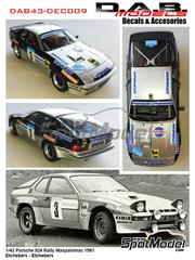 D.A.B. Models: Marking / livery 1/43 scale - Porsche 924 sponsored by Lubrifilm #3 - Marc Etchebers (FR) + Marie-Christine Etchebers - Rives (FR) - Maspalomas Rally 1981 - water slide decals image