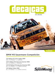 Decalcas: Marking / livery 1/24 scale - BMW M3 E30 Sauermann Competicion Team sponsored by Camel #1, 2, 3, 10 - Jose Mara Ponce (ES) + Len Gaspar (ES), Jose Mara Ponce (ES) + Jos Carlos Dniz (ES) - El Corte Ingles Rally Islas Canarias, Principe de Asturias Rally, Valeo Rallye 1989 and 1991 - water slide decals, assembly instructions and tobacco sponsor decals - for Beemax Model Kits references B24016 and BX24029, or Fujimi references FJ126746 and RS-17