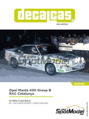 Decalcas: Marking / livery 1/24 scale - Opel Manta 400 Group B sponsored by Real Automovil Club de Catalunya #4 - Salvador Servi (ES) + Jordi Sabater (ES) - Costa Brava Rally 1984 - water slide decals, assembly instructions and painting instructions - for Belkits references BEL008, BEL-008, BEL009 and BEL-009