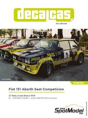 Decalcas: Marking / livery 1/24 scale - Fiat 131 Abarth sponsored by Seat Competicion #1 - Antonio Zanini (ES) + Juan Jos Petisco (ES) - Costa Brava Rally 1979 - water slide decals manufactured with digital technology, assembly instructions and painting instructions - for Italeri references 3621, ITA3621, 3621S, 3621.OUTLET, 3662, ITA3662, 3662S, 3662.OUTLET, 3667, ITA3667, 3667S and 3690, or Revell reference REV07311