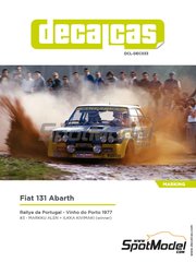 Decalcas: Marking / livery 1/24 scale - Fiat 131 Abarth #3 - Markku Aln (FI) + Ilkka Kivimki (FI) - Portugal Rally - Vinho do Porto 1977 - water slide decals manufactured with digital technology and assembly instructions - for Italeri references 3662, ITA3662, 3662S and 3690, or Revell reference REV07311