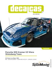 Decalcas: Decoracin escala 1/24 - Porsche Kremer 935 K3 Equipo Wera Weissberg patrocinado por Wera Weissberg N 61 - Edgar Dren (DE) + Gerhard Holup (DE) + Jrgen Lssig (DE) - 24 Horas de Le Mans 1981 - calcas de agua, manual de instrucciones e instrucciones de pintado - para las referencias de Nunu PN24006 y PN24029