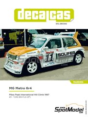 Decalcas: Marking / livery 1/24 scale - MG Metro 6r4 Group B sponsored by Solifer #11 - Tore Bratlei (US) - Pikes Peak Climb Hill Race 1987 - paint masks, water slide decals, assembly instructions and painting instructions - for Belkits references BEL015, BEL-015, BEL016 and BEL-016