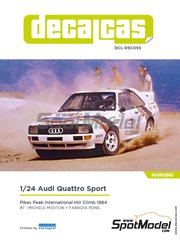 Decalcas: Decoracin escala 1/24 - Audi Quattro Sport Equipo Audi Sport N 7 - Michele Mouton (FR) + Fabrizia Pons (IT) - Pikes Peak Climb Hill Race 1984 - calcas de agua y manual de instrucciones - para la referencia de Nunu PN24023