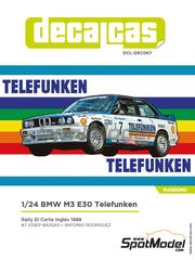 Decalcas: Marking / livery 1/24 scale - BMW M3 E30 sponsored by Telefunken #7 - Josep 'Pep' Bassas (ES) + Antonio Rodrguez (ES) - El Corte Ingles Rally Islas Canarias 1988 - water slide decals and assembly instructions - for Beemax Model Kits references B24016 and BX24029
