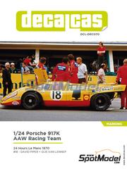 Decalcas: Marking / livery 1/24 scale - Porsche 917K AAW Racing Team sponsored by Sandeman #18 - David Piper (GB) + Gijs van Lennep (NL) - 24 Hours Le Mans 1970 - water slide decals manufactured with digital technology, assembly instructions and painting instructions - for Fujimi references FJ12173, HR-5, FJ12188, FJ12198, FJ12199, FJ12214, FJ12236, FJ12261, FJ123592, FJ123882, RS-84, FJ126074, FJ126135, 12613, RS-4, FJ126135.OUTLET, FJ126142, 12614, RS-88, FJ126159, RS-92, FJ126166, 12616 and RS-98