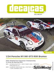 Decalcas: Marking / livery 1/24 scale - Porsche 911 991 GT3 RSR Porsche GT Team sponsored by Brumos-Racing-Look #911, 912 - Patrick Pilet (FR) + Nick Tandy (GB) + Frdric 'Mako' Makowiecki (FR), Laurens Vanthoor (BE) + Mathieu Jaminet (FR) + Earl Bamber (AU) - 12 Hours Sebring 2019 - paint masks, water slide decals and assembly instructions - for Nunu reference PN24040