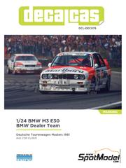 Decalcas: Marking / livery 1/24 scale - BMW M3 E30 BMW Dealer Team sponsored by Marlboro Carly Motors #42 - Cor Euser (DE) - DTM - Deutsche Tourenwagen Masters 1991 - paint masks, water slide decals and placement instructions - for Beemax Model Kits references B24007, Aoshima 098196 and B24019, or Nunu references PN24014, PN-24014, PN24017, PN-24017, PN24019 and PN-24019