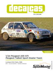 Decalcas: Marking / livery 1/24 scale - Peugeot 205 GTI Group A Peugeot Talbot Sport Dealer Team sponsored by Gemini Oil #111 - Colin McRae (GB) + Derek Ringer (GB) - Lombard RAC Rally 1988 - water slide decals and placement instructions - for Heller reference 82705