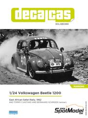 Decalcas: Marking / livery 1/24 scale - Volkswagen Beetle 1200 #40 - Tommy Fjastard (KE) + Bernhard  Schmider (KE) - East African Safari Rally 1962 - water slide decals, assembly instructions and painting instructions - for Hasegawa references 20338, 20623, 20732, 21203, CR-36, 52420 and SP620, or Tamiya reference TAM24136
