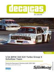 Decalcas: Marking / livery 1/24 scale - BMW 320 E21 Turbo Group 5 Schnitzer Team sponsored by Meisterfoto #7 - Hans-Joachim Stuck (DE) - Deutsche Rennsport Meisterschaft DRM 1981 - paint masks, water slide decals and placement instructions - for Beemax Model Kits reference BX24028