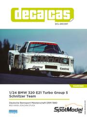 Decalcas: Marking / livery 1/24 scale - BMW 320 E21 Turbo Group 5 Schnitzer Team sponsored by Castrol #55 - Hans-Joachim Stuck (DE) - Deutsche Rennsport Meisterschaft DRM 1980 - paint masks, water slide decals and placement instructions - for Beemax Model Kits reference BX24028