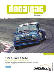 Decalcas: Decoracin escala 1/24 - Renault 5 Turbo patrocinado por ELF N 28 - Walter Rhrl (DE) - Renault 5 Turbo European Cup Nrburgring 1981 - calcas de agua e instrucciones de colocacin - para la referencia de Tamiya TAM24027