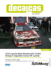 Decalcas: Decoracin escala 1/24 - Lancia Beta Montecarlo Turbo Grupo 5 Equipo Squadra Corse HF Lancia N 51 - Hans Heyer (DE) + Bernard Darniche (FR) + Teo Fabi (IT) - 24 Horas de Le Mans 1980 - calcas de agua e instrucciones de colocacin - para la referencia de Heller 80741