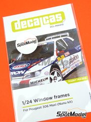 Decalcas: Mascara precortada para el marco de los cristales escala 1/24 - Peugeot 306 Maxi - mscaras de pintura - para la referencia de Nunu PN24009