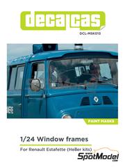 Decalcas: Window frame pre-cut paint masks 1/24 scale - Renault Estafette - paint masks - for Heller references 80742 and 80743