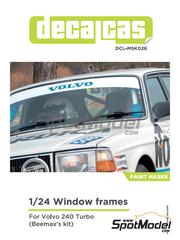 Decalcas: Window frame pre-cut paint masks 1/24 scale - Volvo 240 Turbo - paint masks and assembly instructions - for Beemax Model Kits references B24012, 98257 and BX24027, or Nunu references PN24013 and NU24013