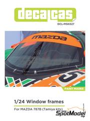 Decalcas: Window frame pre-cut paint masks 1/24 scale - Mazda 787B - paint masks and assembly instructions - for Tamiya references TAM24112, TAM24326 and TAM24352