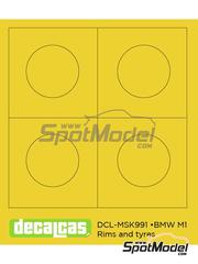 Decalcas: Masks 1/24 scale - BMW M1 BBS rims and tyres - paint masks - for Decalcas reference DCL-PAR111