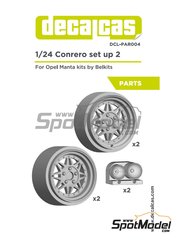 Decalcas: Rims 1/24 scale - Conrero set up 2: Rally rims 15 inches + lights - resin parts - for Belkits references BEL008, BEL-008, BEL009 and BEL-009, or Decalcas reference DCL-DEC024