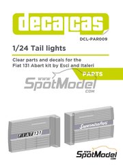 Decalcas: Lights 1/24 scale - Tail lights for Fiat 131 Abarth - resin parts and water slide decals - for Italeri references 3621, ITA3621, 3621S, 3621.OUTLET, 3662, ITA3662, 3662S, 3662.OUTLET, 3667, ITA3667, 3667S and 3690