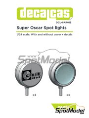 Decalcas: Luces escala 1/24 - Faros Super Oscar - piezas impresas en 3D y calcas de agua - 4 + 4 unidades
