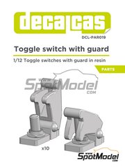 Decalcas: Detail 1/12 scale - Toggle switch with guard - resin parts - 10 + 10 units