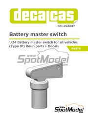 Decalcas: Detalle escala 1/24 - Llave de corte elctrico de batera - piezas de resina y calcas de agua - 10 unidades