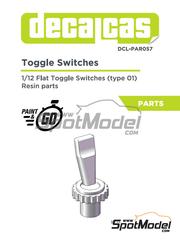 Decalcas: Detalle escala 1/12 - Interruptores basculantes planos - Tipo 1 - piezas de resina - 28 unidades