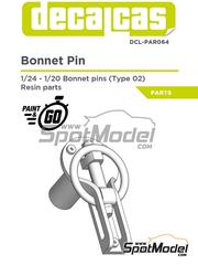 Decalcas: Cierres de capot escala 1/24 - Cierre de capot tipo 2 - piezas impresas en 3D - 12 unidades