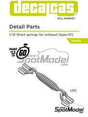 Decalcas: Detalle escala 1/12 - Muelles cortos para tubos de escape - Tipo 1 - piezas impresas en 3D - 20 unidades