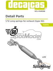 Decalcas: Detalle escala 1/12 - Muelles largos para tubos de escape - Tipo 2 - piezas impresas en 3D - 20 unidades