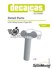 Decalcas: Detail 1/24 scale - Wing Screw - Type 1 - 3D printed parts - 18 units