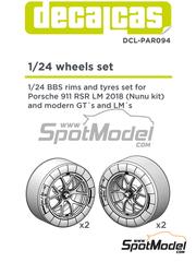 Decalcas: Rims and tyres set 1/24 scale - Porsche 911 991 GT3 RSR - 3D printed parts and paint masks - for Decalcas reference DCL-PAR095, or Nunu reference PN24040 - 2 + 2 units