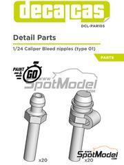 Decalcas: Detalle escala 1/24 - Purgador de frenos - Tipo 01 - piezas impresas en 3D - 20 + 20 unidades