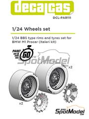 Decalcas: Rims and tyres set 1/24 scale - BMW M1 BBS - 3D printed parts, paint masks and water slide decals manufactured with digital technology - for Italeri references 3627, 3643, IT3643 and 3643.OUTLET, or Revell references REV07247 and 80-7247 - 2 + 2 units image