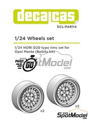 Decalcas: Rims 1/24 scale - Nori D20 15 inches - 3D printed parts - for Belkits references BEL008, BEL-008, BEL009 and BEL-009 - 2 + 2 units