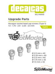 Decalcas: Fasteners - Hexagon socket head cap screws - type 1 - 1.5 - 2.5 mm - 3D printed parts - 40 + 40 + 40 + 42 + 42 units image