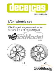 Decalcas: Rims 1/24 scale - Forged Magnesium rims for Porsche 911 992 GT3 RS - 3D printed parts - for Tamiya reference TAM24370 - 2 + 2 units