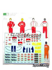 Decalpool: Marking / livery 1/20 scale - James Hunt, Gilles Villeneuve and crew sponsored by Marlboro - James Hunt (GB) - FIA Formula 1 World Championship 1976 - water slide decals and assembly instructions - for Tamiya reference TAM20062