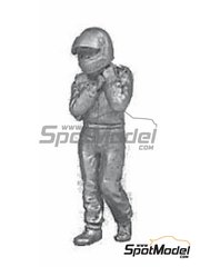 Denizen: Figure 1/43 scale -  F1 racing driver with helmet - white metal parts