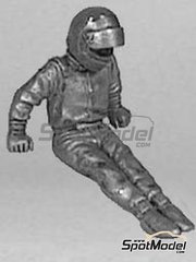 Denizen: Figure 1/43 scale - F1 driver going out of his car - white metal parts