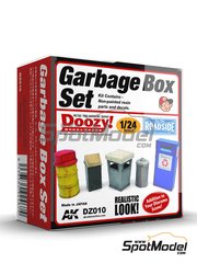 Doozy Modelworks: Maqueta escala 1/24 - Cubos de basura - piezas de resina y calcas de agua