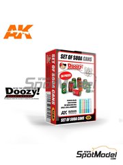 Doozy Modelworks: Detail 1/24 scale - Soda cans - resin parts and water slide decals - 56 units