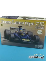 Ebbro: Car scale model kit 1/20 scale - Lotus Ford Type 72E Lotus Team sponsored by John Player Special #1, 2 - Emerson Fittipaldi (BR), Ronnie Peterson (SE) - FIA Formula 1 World Championship 1972 and 1973 - plastic model kit