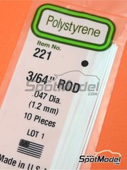 Evergreen Scale Models: Plasticard - Round solid 1.2mm rod - plastic parts - 10 units