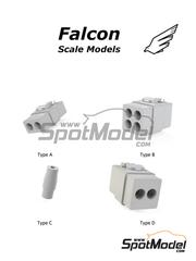 Falcon Scale Models: Detalle escala 1/12 - Conectores elctricos - piezas impresas en 3D y otros materiales - 10 + 10 + 20 + 10 unidades