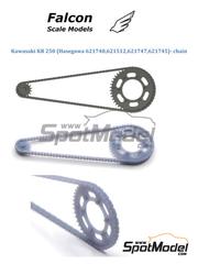 Falcon Scale Models: Chain set 1/12 scale - Kawasaki KR250 (KR250A) - 3D printed parts - for Hasegawa references 21740, 21745, 21747 and 21751 - 1 units