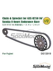 Fat Frog Models: Chain set 1/12 scale - Yoshimura Suzuki GSX-R750 - 8 Hours Suzuka Endurance Race 1986 - 3D printed parts - for Fujimi references FJ141268 and 14126